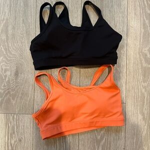 Women's Black and Orange Sports Bras